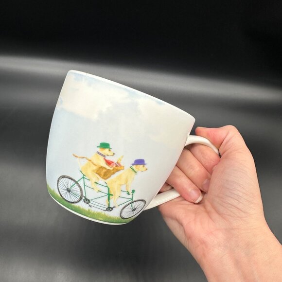 Golden Labrador Dog Mug Bicycle Pimpernel Portmeirion 16 Ounce Coffee Cup 2018 - Picture 12 of 12